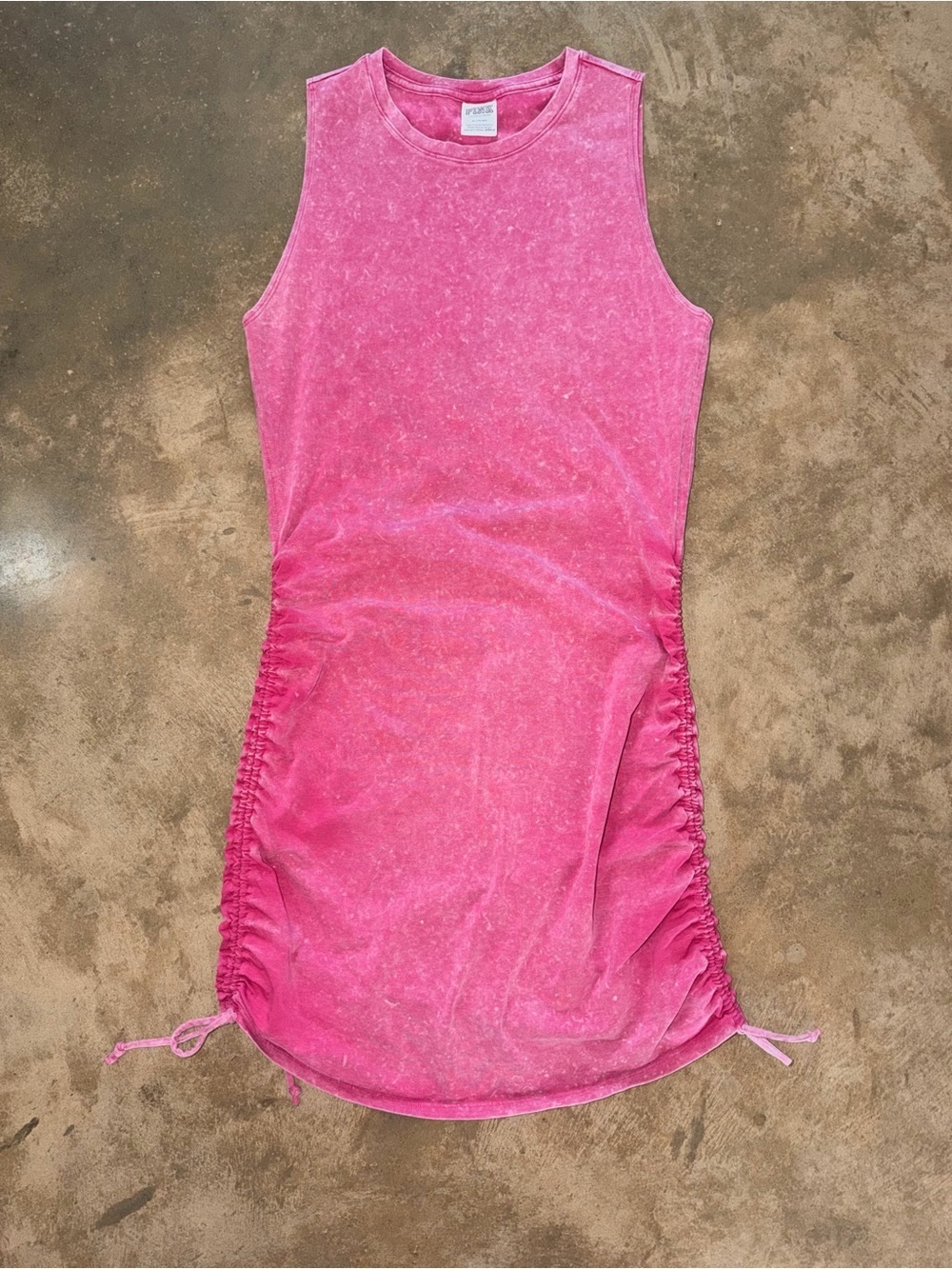 PINK Victoria’s Secret Acid Wash Ruched Tank Dress M Casual Vacation Holiday Fit
